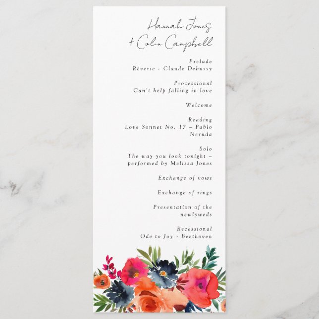 Vibrant Blue Orange Red Botanical Programme (Front)