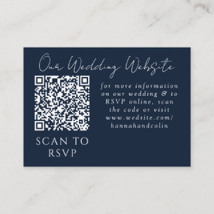 Vibrant Blue Orange Red Botanical Web QR RSVP Enclosure Card