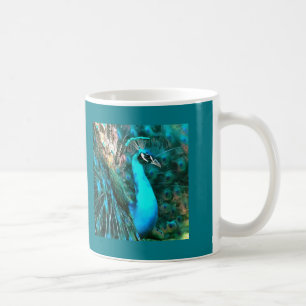 Vibrant Blue Peacock In With Fanned Tail Coffee Mug