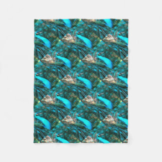 Vibrant Blue Peacock In With Fanned Tail Fleece Blanket