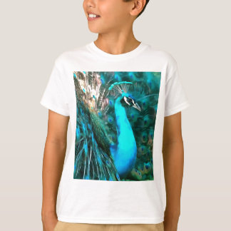 Vibrant Blue Peacock In With Fanned Tail T-Shirt