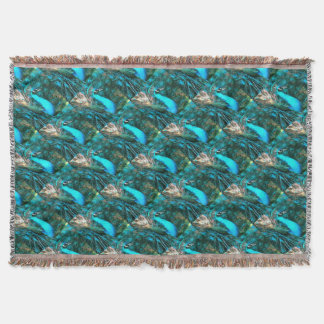 Vibrant Blue Peacock In With Fanned Tail Throw Blanket