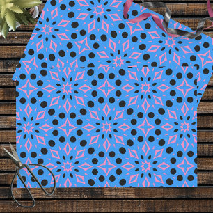 Vibrant Blue Pink & Black Geometric Pattern Tissue Paper