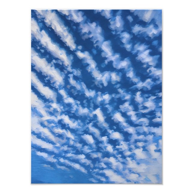 Vibrant Blue Sky With Wispy White Clouds Overhead  Photo Print (Front)