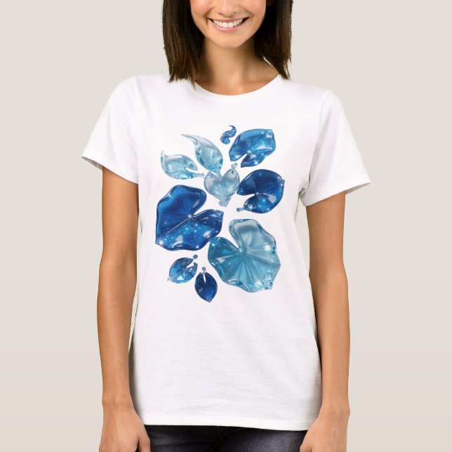 Vibrant Blue WATER LILIES Custom Tee (Front)