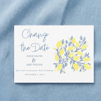Vibrant blue  yellow Lemon vines change the date