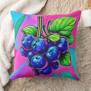 Vibrant Blueberry Artwork Cushion