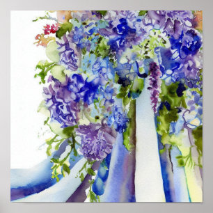 Vibrant Blues, Bridal Cascading Bouquet 1, Poster