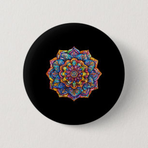 Vibrant Bohemian Mandala Meditation Chakra Pattern 6 Cm Round Badge