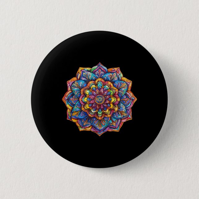 Vibrant Bohemian Mandala Meditation Chakra Pattern 6 Cm Round Badge (Front)