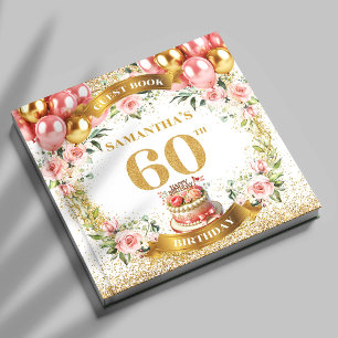 Vibrant Boho 60th Birthday Guest Book Bloom Accent