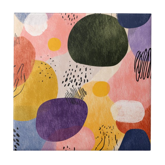 Vibrant Boho Abstract Pattern | Organic Shapes Tile (Front)