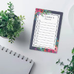 Vibrant Boho Bouquet Custom Name To Do List Post-it Notes<br><div class="desc">Floral to-do notepad with pink and purple flowers against a navy blue background. The to-do post-its feature a checkbox list with ten lines. Add your name at the top!</div>