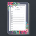 Vibrant Boho Bouquet Custom Name To Do List Post-it Notes<br><div class="desc">Floral to-do notepad with pink and purple flowers against a navy blue background. The to-do post-its feature a checkbox list with ten lines. Add your name at the top!</div>