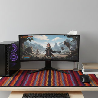 Vibrant Boho Chevron Striped Desk Mat