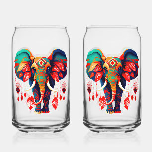 Vibrant Boho Chic Elephant Can Glass