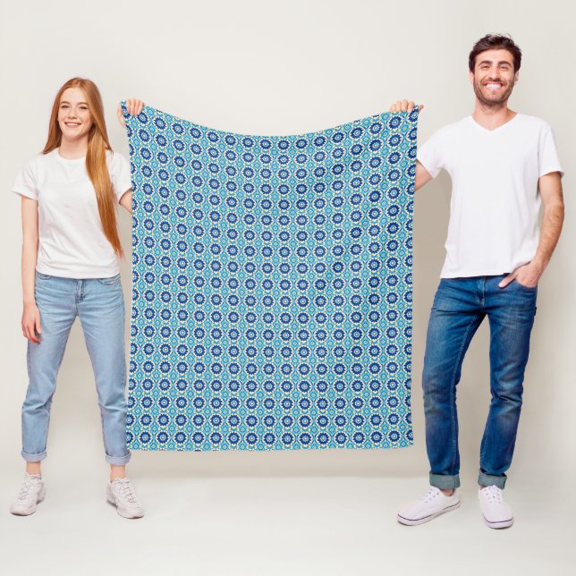 Vibrant Boho Chic Floral Pattern Fleece Blanket (In Situ)