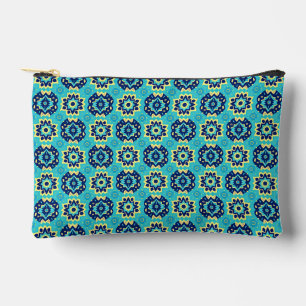 Vibrant Boho Chic Geometric Floral Pattern Accessory Pouch