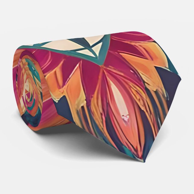 Vibrant Boho Floral Neck Tie (Rolled)