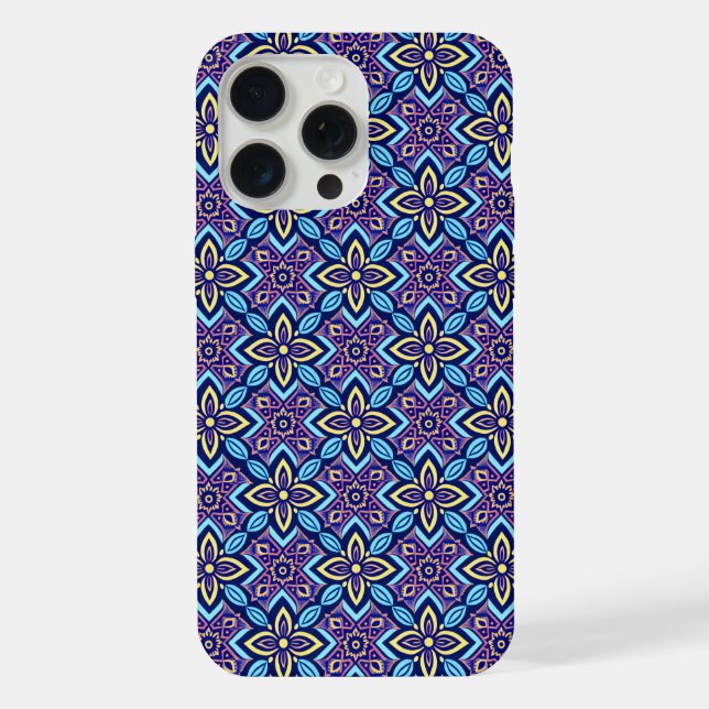 Vibrant Boho Geometric Floral Pattern iPhone Case (Back)