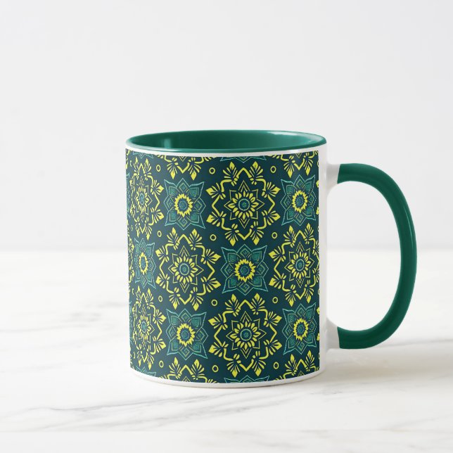 Vibrant Boho Geometric Floral Pattern Mug (Right)