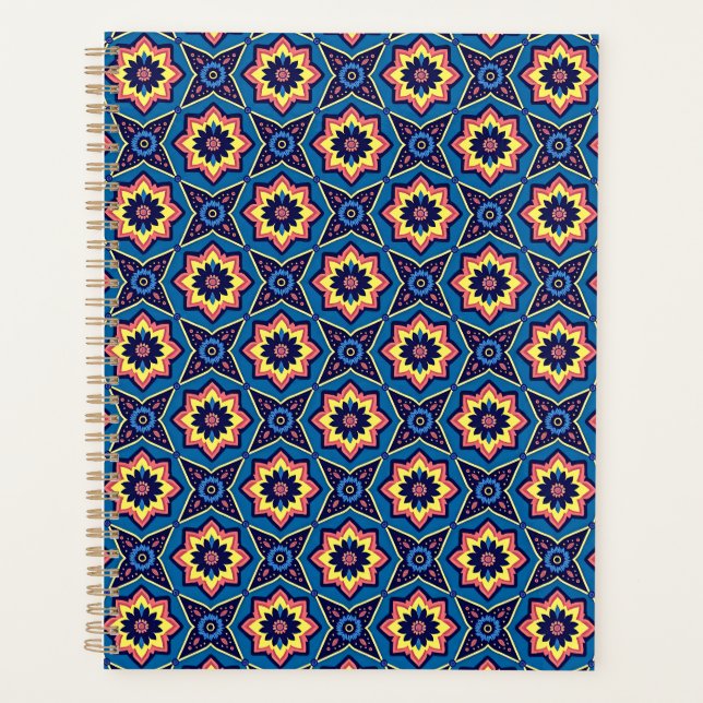Vibrant Boho Geometric Floral Pattern Planner (Front)