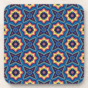 Vibrant Boho Geometric Pattern Coasters - Set of 6