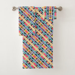 Vibrant Boho Geometric Pattern mix Bath Towel Set