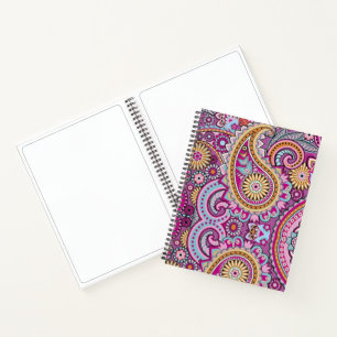 Vibrant Boho Paisley Floral Pattern Colourful Ar Notebook