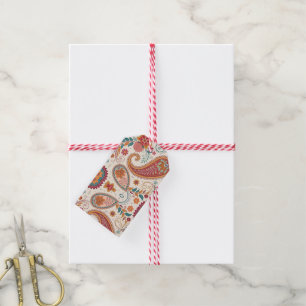 Vibrant Boho Paisley white Floral Pattern  Gift Tags