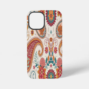 Vibrant Boho Paisley white Floral Pattern  iPhone 12 Mini Case