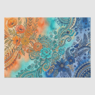 Vibrant Boho Rainbow Gradient Floral Tissue Paper