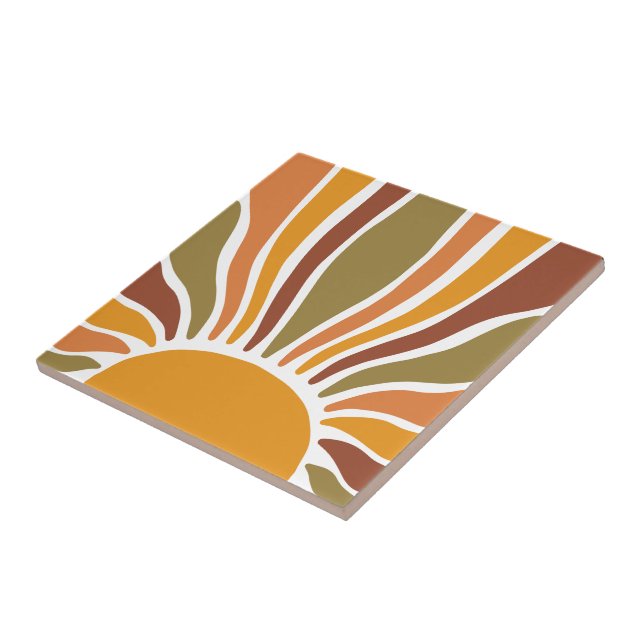 Vibrant Boho Terracotta Gold Sun  Tile (Side)