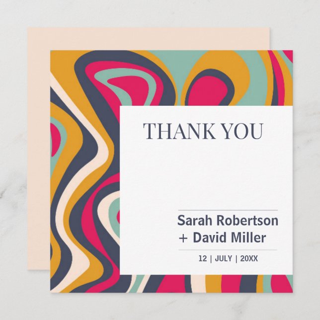 Vibrant Bold Abstract Wedding Thank You Card (Front/Back)