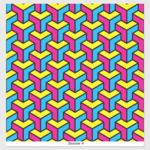 Vibrant Bold CMYK Geometric Optical Illusion Block