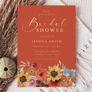 Vibrant Bold Floral Summer Bridal Shower Gold