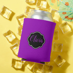 Vibrant, Bold Fuchsia Purple Personalised  Can Cooler