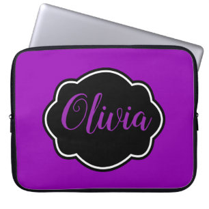 Vibrant, Bold Fuchsia Purple Personalised Laptop Sleeve