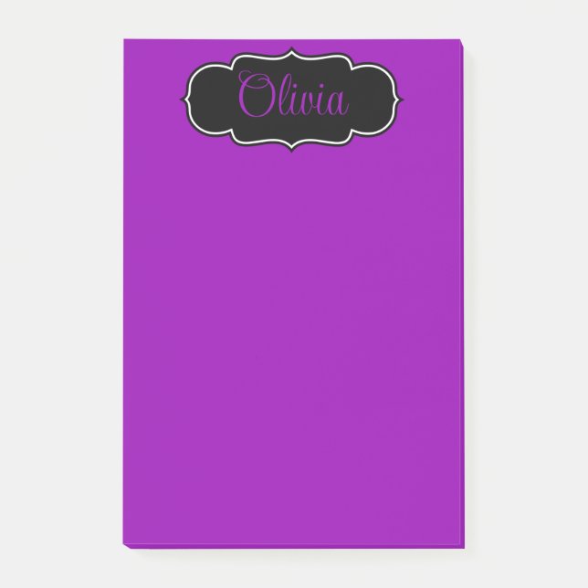 Vibrant, Bold  Fuchsia  Purple Personalised Post-it Notes (Front)