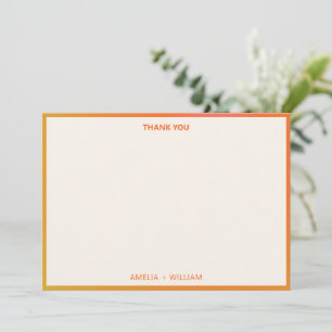 Vibrant Bold Orange Pink Gradient Custom Wedding Thank You Card