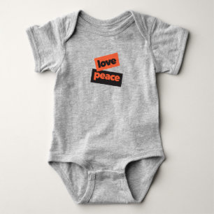 Vibrant, bold, simple, urban design of Love Peace Baby Bodysuit