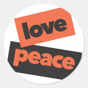 Vibrant, bold, simple, urban design of Love Peace Classic Round Sticker