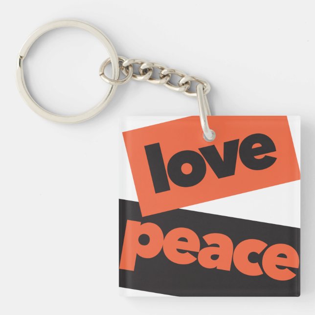 Vibrant, bold, simple, urban design of Love Peace Key Ring (Front)