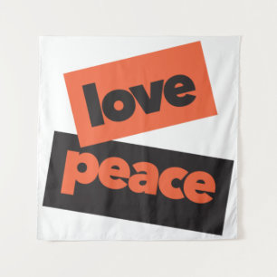 Vibrant, bold, simple, urban design of Love Peace Tapestry