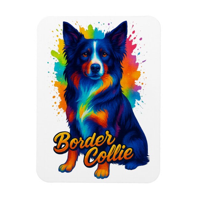 Vibrant Border Collie Pop Art Magnet (Vertical)