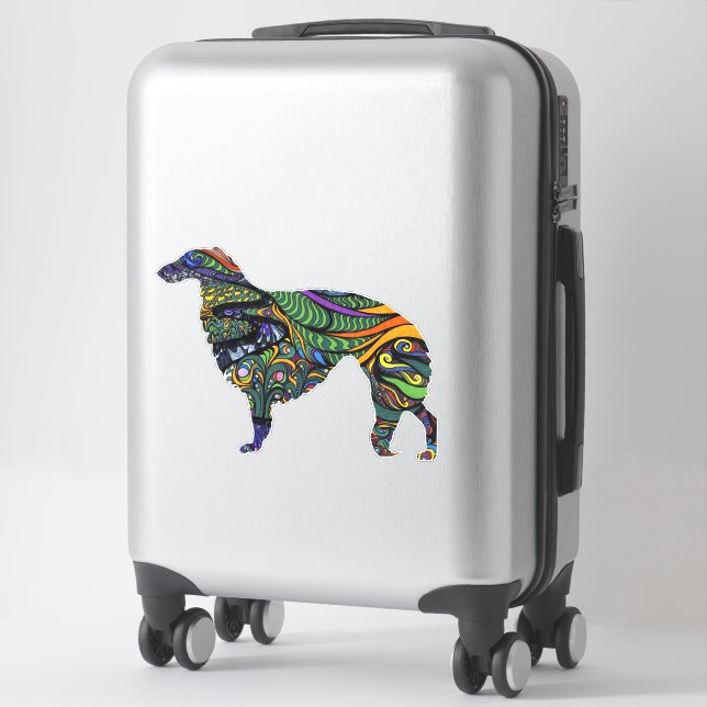 Vibrant Borzoi Die Cut Vinyl Sticker (Suitcase)