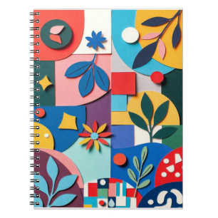 Vibrant Botanical Geometry in Layered Paper-Cut St Notebook