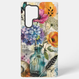 Vibrant Botanical Mixed Media Collage Art Samsung Galaxy Case