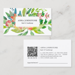 Vibrant Botanical QR Code Appointment Business Card