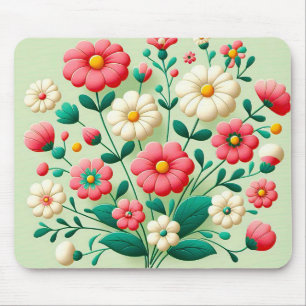 Vibrant bouquet of 3d flowers mouse pad